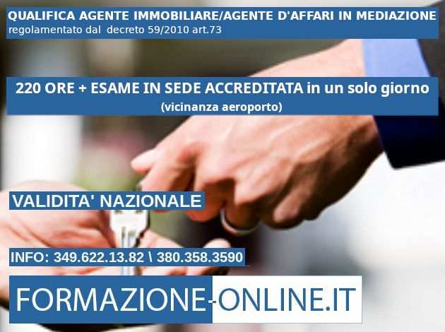 AGENTE IMMOBILDAFFARI IN MEDIAZ. ONLINEESAME IN SEDE - CESENA