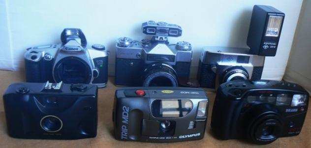 Agfa, Braun, Canon, Olympus, Zenit  lot of 6 cameras of different types and brands. Fotocamera analogica