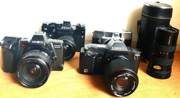 Agfa, Canon, Minolta, Tamron, Tokina, Zenit, Hanimar  lot 8x items for parts. Fotocamera reflex a obiettivo singolo (SLR)