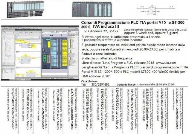 aiuto per lezioni diPLC Siemens TIA Portal online retribuzione oraria 15