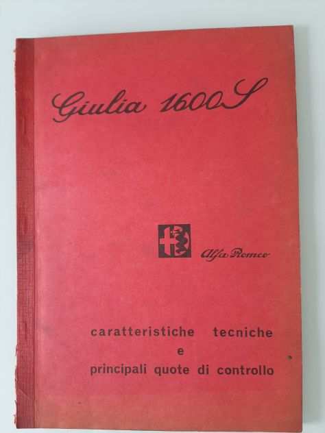 ALFA ROMEO GIULIA 1600 SUPER CARATTERISTICHE TECNICHE ORIGINALE