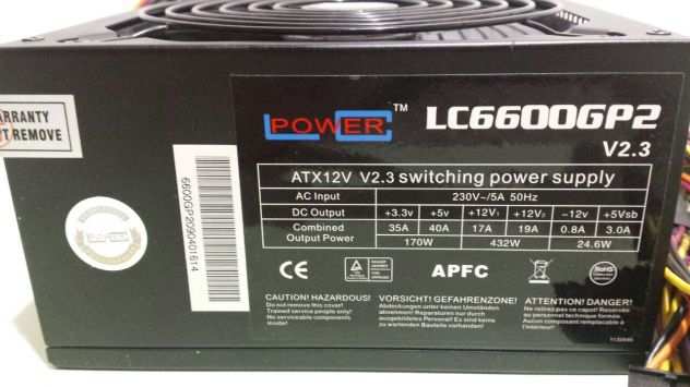 ALIMENTATORE ATX LC-Power LC6600GP2 - FUNZIONANTE -