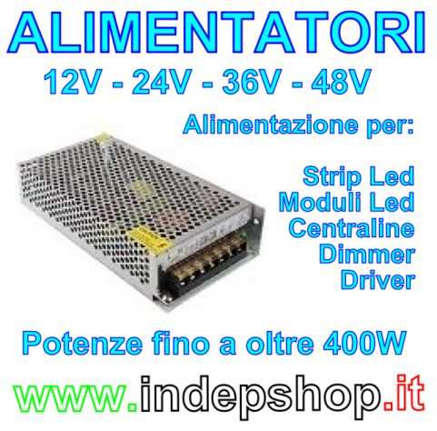 Alimentatori 5V - 9V - 12V - 15V - 18V - 24V - 27V - 30V - 36V - 48V anche con uscita doppia, tripla o quadrupla