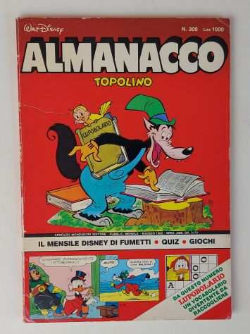 Almanacco Topolino n.305 di Walt Disney Ed.Arnoldo Mondadori, maggio 1982