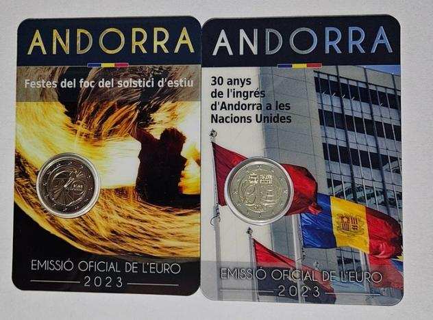 Andorra. 2 Euro 2023 quotFestes del Foc del Solstici dEstiuquot  quotAndorra a les Nacions Unides (2 monete)
