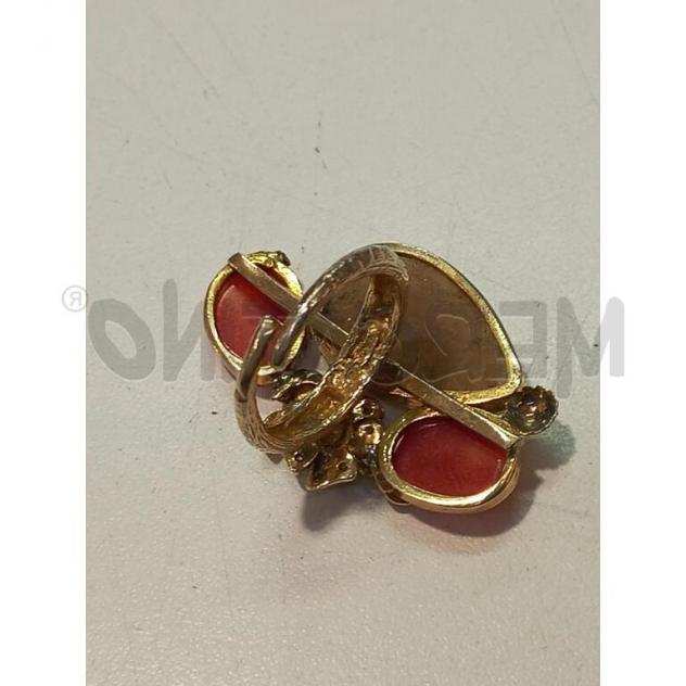 Anello d sc arg dor torre del greco corallo quarzo fiore strass