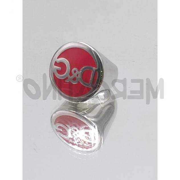 Anello dampg maxi tondo smalto rosso