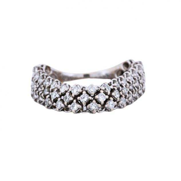 Anello di fidanzamento - Oro bianco - 1.05ct. Rotondo Diamante