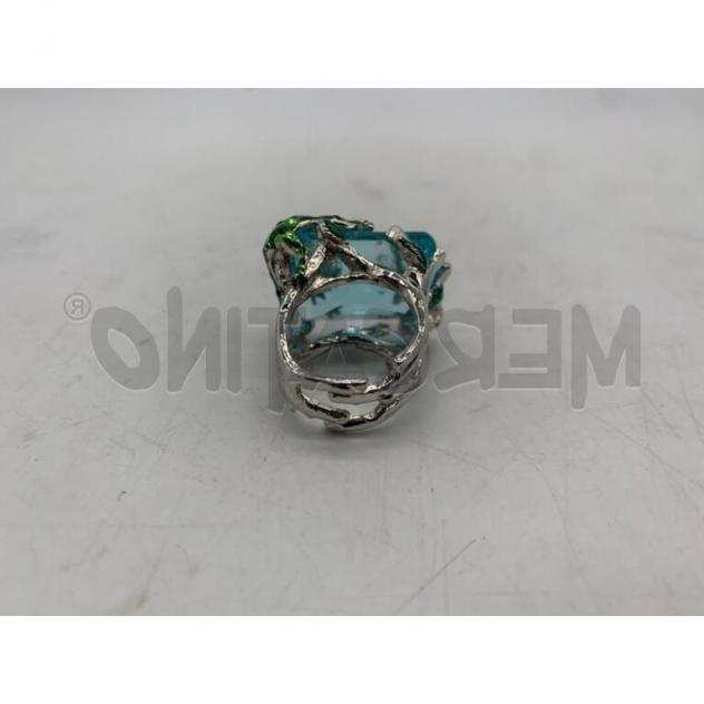 Anello donna federica rossi swarovski celeste, galvanizzato