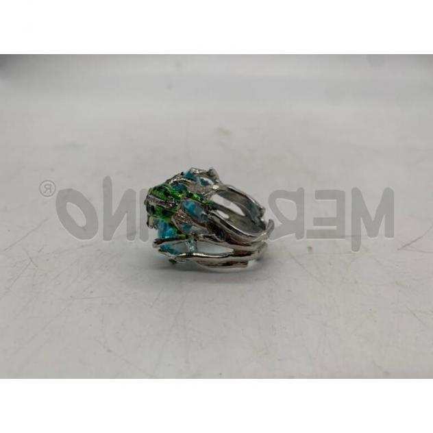 Anello donna federica rossi swarovski celeste, galvanizzato