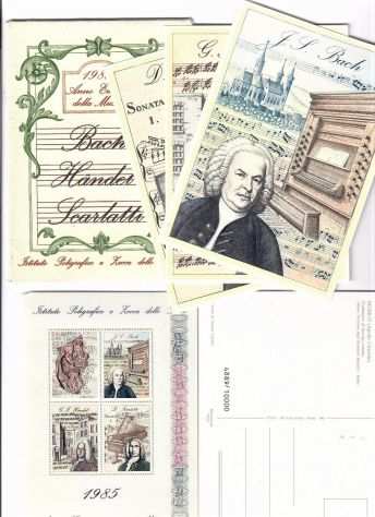 Anno Europeo della Musica Bach 1985 erinnofilo  n. 4 cartoline con custodia