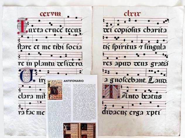 Anon - 2 Leaves from an antiphonary - XVII  XVIII century - 1700