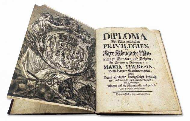 Anonimo - Diploma de Clementissimi Privilegi da Sua Sacra Maestagrave la Regina conceduti alle Fiere di Bolzano - 1744