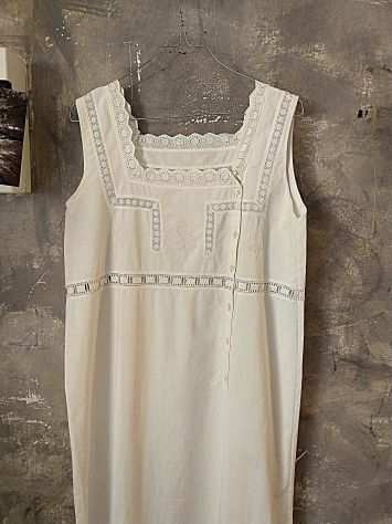 Antica camicia da notte da donna in cotone S