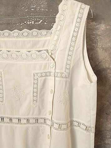 Antica camicia da notte da donna in cotone S