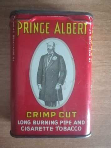 Antica scatola di latta PRINCE ALBERT Crimp cut pipe cigarette tobacco (ottima)