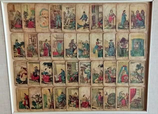 Antica Sibilla fine 800 quadro realizzato con vecchie carte divinatorie , di