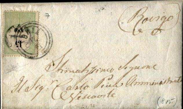 Antichi Stati italiani - Lombardo Veneto 1856 - Marca da Bollo su lettera da Adria a Rovigo - Sassone Marche da Bollo usate per Posta 7