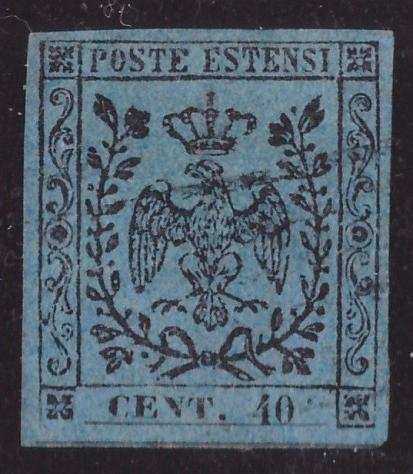 Antichi Stati italiani - Modena 1852 - 40 centesimi celeste - Sassone N. 5