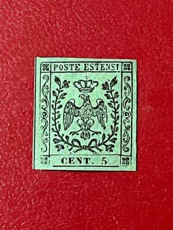 Antichi Stati italiani - Modena 18521852 - Modena 1852 - 5 cent verde senza punto - Sassone N. 1