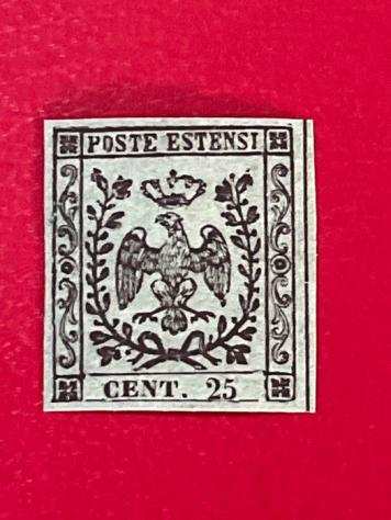 Antichi Stati italiani - Modena 18521852 - Modena 1852, errore di colore 25 cent verde, nuovo. - Sassone N 4A - 2023 euro 12.000