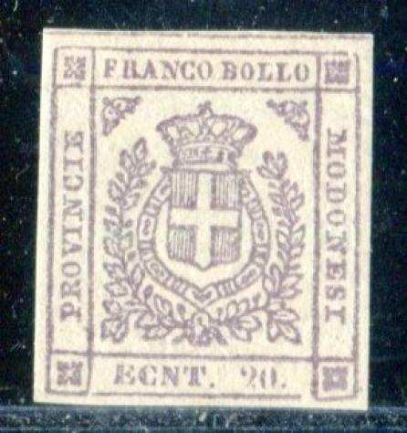 Antichi Stati italiani - Modena 18521859 - 1 lira, Governo Provvisorio 20 centesimi, Segnatasse giornali cent 9 - Sassone 11, 16, segnatasse giornali