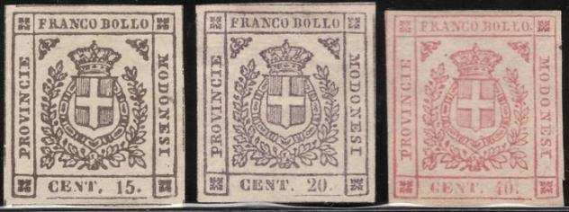 Antichi Stati italiani - Modena 1859 - Governo provvisorio 3 valori senza gomma - Sassone 14b 16a 17