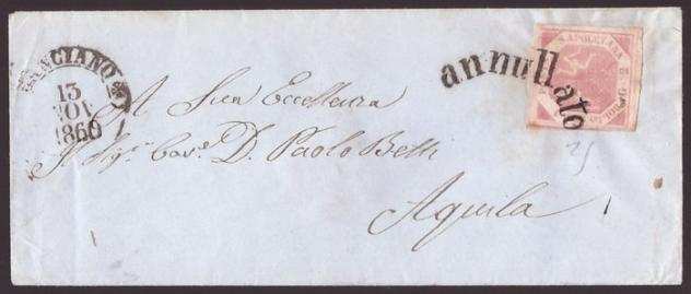 Antichi Stati italiani - Napoli 1860 - 2 grana I tavola su busta da Lanciano per LAquila con annullo a svolazzo - Sassone N. 5