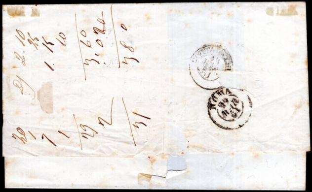 Antichi Stati italiani - Napoli 1861 - C.10 giallo ocra, in uso singolo su lettera da Napoli per Roma - segno 8 di tassazione - Bella e - Sass. ndeg 22a