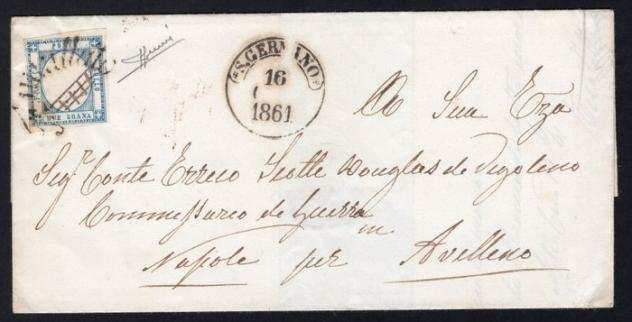 Antichi Stati italiani - Napoli 1861 - Lettera con 2gr azzurro, svolazzo quotSAN GERMANOquot  Raritagrave  Spedizione Gratuita - , Sassone n. 20b  svolazzo quotS