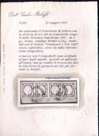 Antichi Stati italiani - Napoli 1861 - Province Napoletane 12 grano 4 esemplari su frammento - Sassone 18d