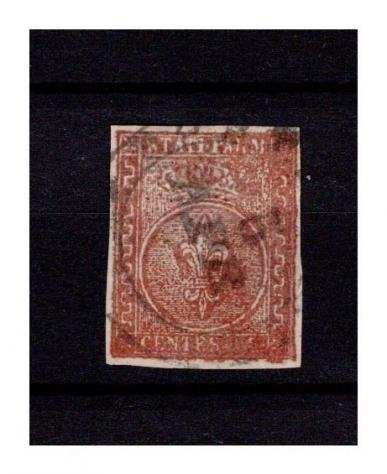Antichi Stati italiani - Parma 18521852 - 25 centesimi bruno rosso Parma usato Certificato - sassone 8