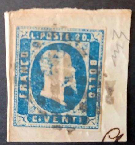 Antichi Stati italiani - Sardegna 1850 - 20 cent usato su frammento - Sassone