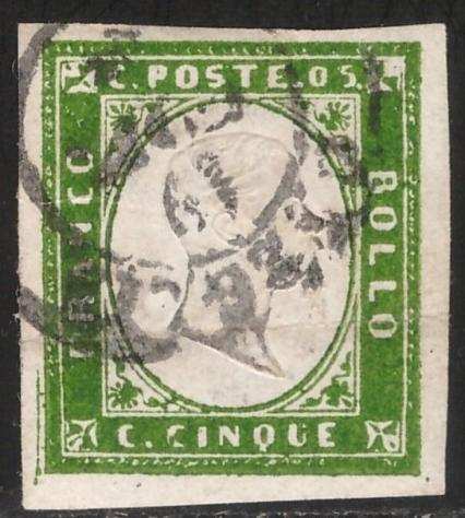 Antichi Stati italiani - Sardegna 1857 - 5 centesimi rara tinta - Sassone 13Ac
