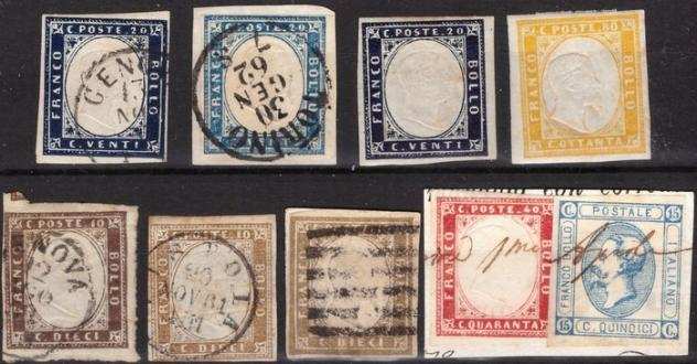 Antichi Stati italiani - Sardegna 18571862 - Bellrsquoinsieme di francobolli di Sardegna - Sassone 15Ac 15Db 15Ea 17Da 14Ab 14Ck 14Cf 16E 12