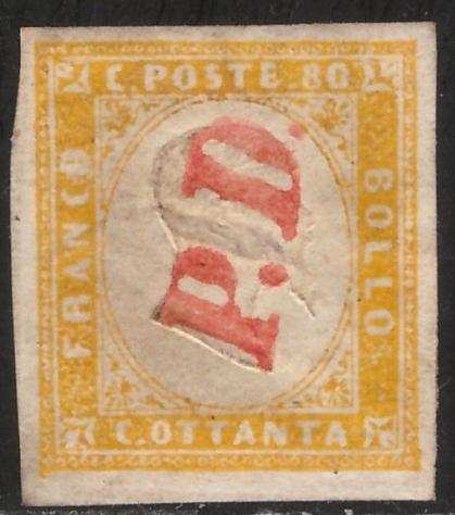 Antichi Stati italiani - Sardegna 1861 - 80 c. 17C annullato con PD rosso - Sassone 17C