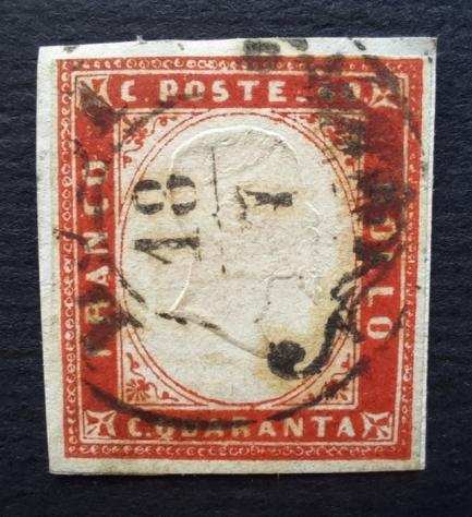 Antichi Stati italiani - Sardegna - 40 cent usato in periodo di Governo Provvisorio, annullo Lombardo Veneto di Lodi (Pt.11)