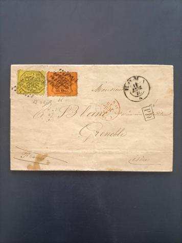 Antichi Stati italiani - Stato Pontificio - Lettera con 10 e 40 cent. - Sassone 2629