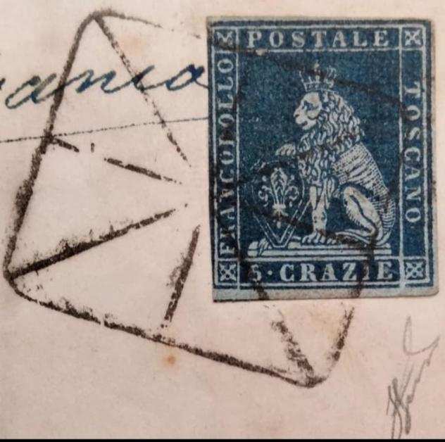 Antichi Stati italiani - Toscana 18511851 - Lettera da 6 Crazie Annullo a ragno 4 Giugno 1851