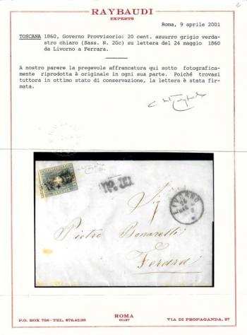 Antichi Stati italiani - Toscana 1860 - Governo provvisorio - Stemma di Savoia - SASSONE 20c