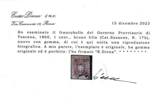 Antichi Stati italiani - Toscana 1860 - MLH - Sassone 17b