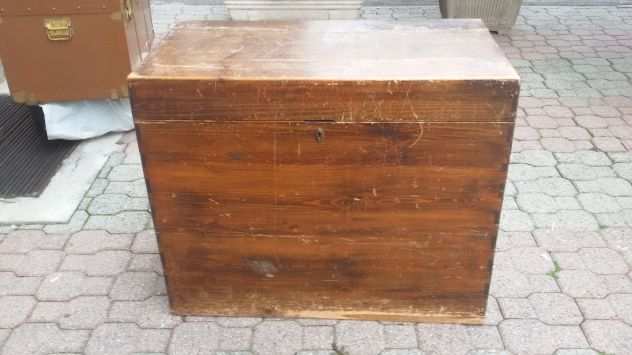 ANTICO BAULE IN LEGNO CCASSETTO INTERNO