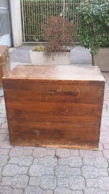 ANTICO BAULE IN LEGNO CCASSETTO INTERNO