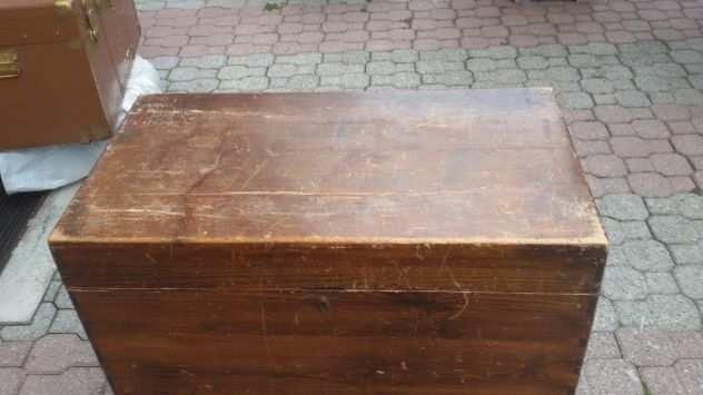 ANTICO BAULE IN LEGNO CCASSETTO INTERNO