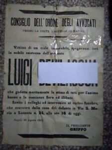 ANTICO MANIFESTO LUTTUOSO DEL 1921 DI NAPOLI