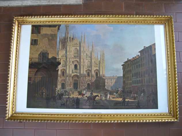 Antico quadro con stampa del Duomo nellrsquo800 di Migliara
