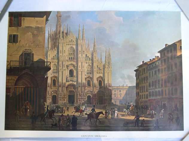 Antico quadro con stampa del Duomo nellrsquo800 di Migliara