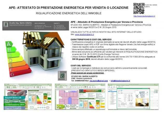 APE - Attestato di Prestazione Energetica per Verona e Provincia STUDIO BARINI
