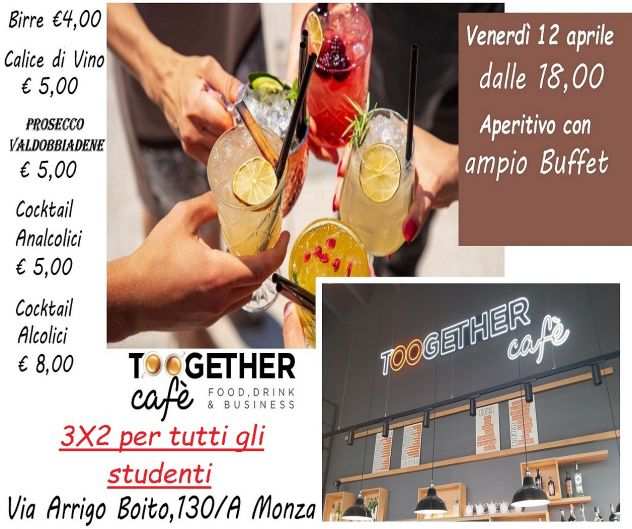 Aperitivo Toogether Cafegrave - offerta 3x2 per studenti