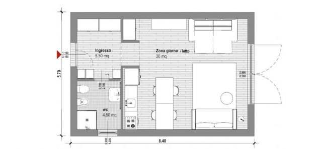 Appartamento 50 mq con posto auto incluso